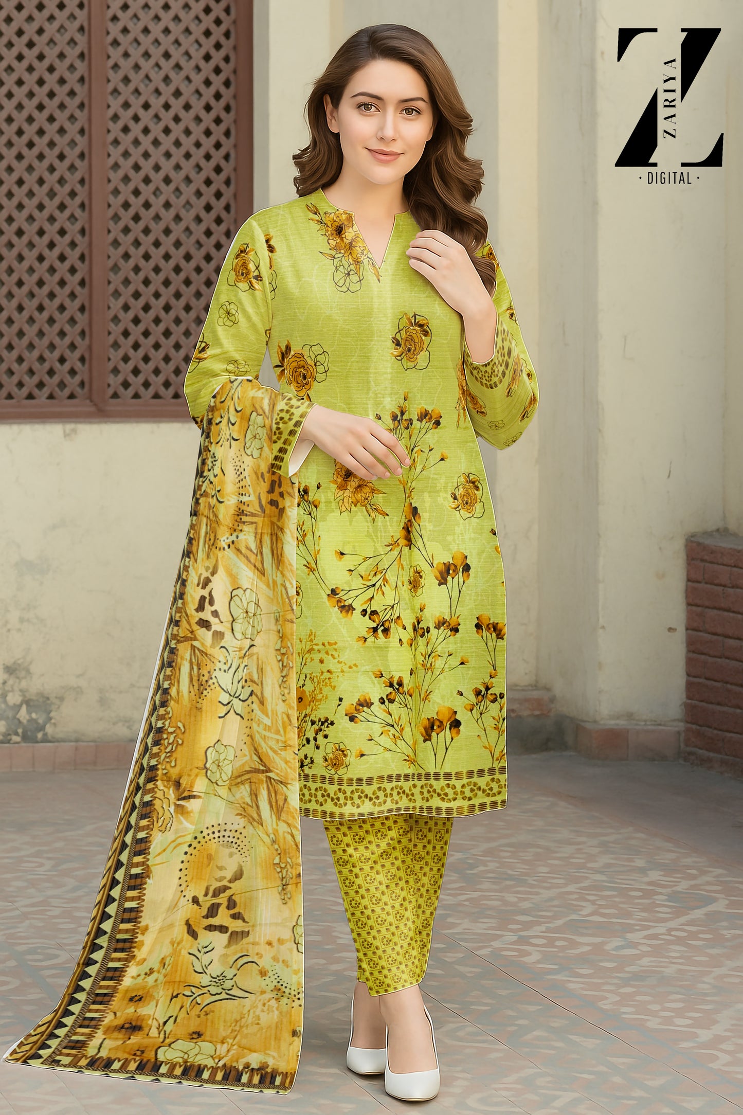 3 Piece Banadoria Lawn Digital Print