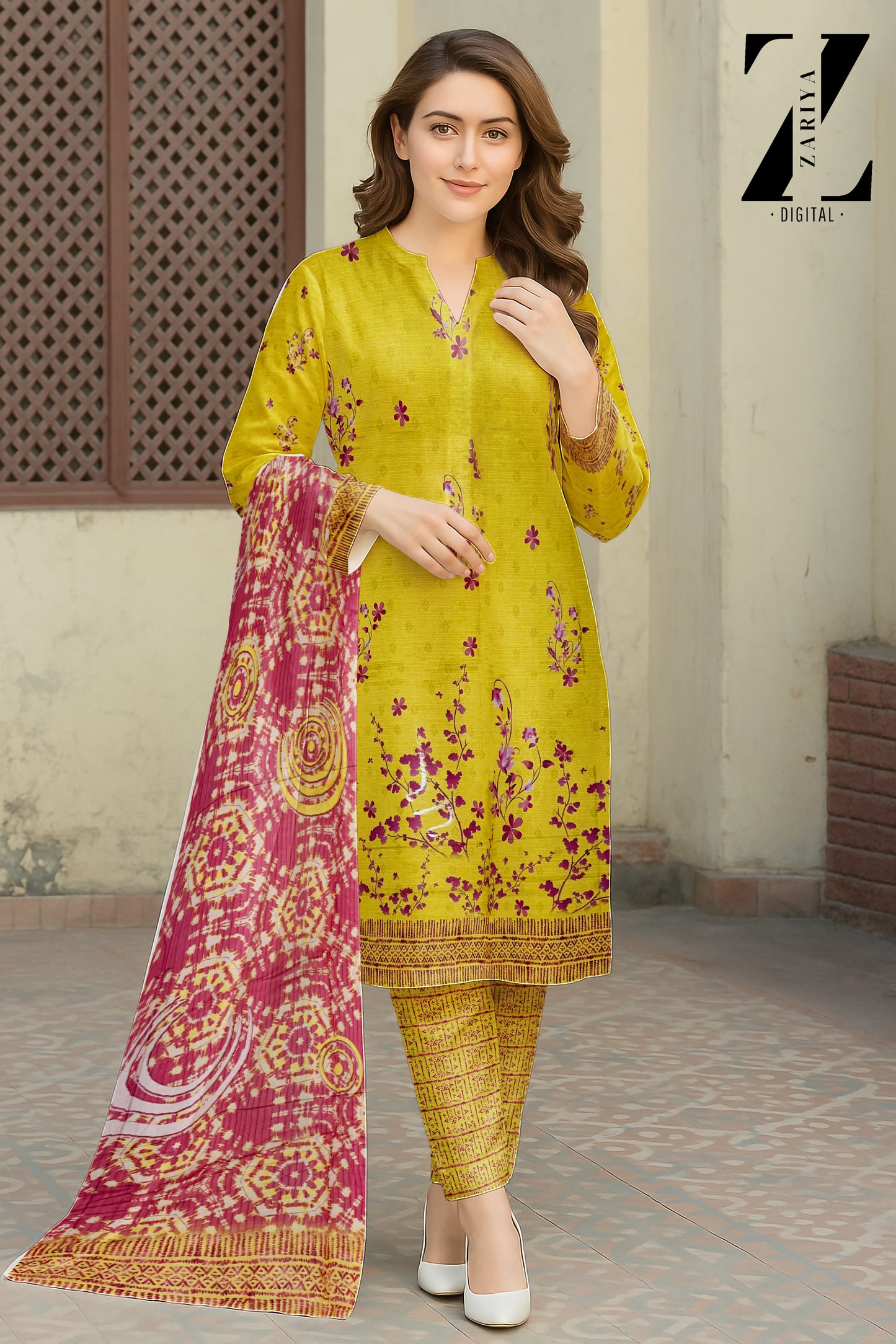 3 Piece Banadoria Lawn Digital Print