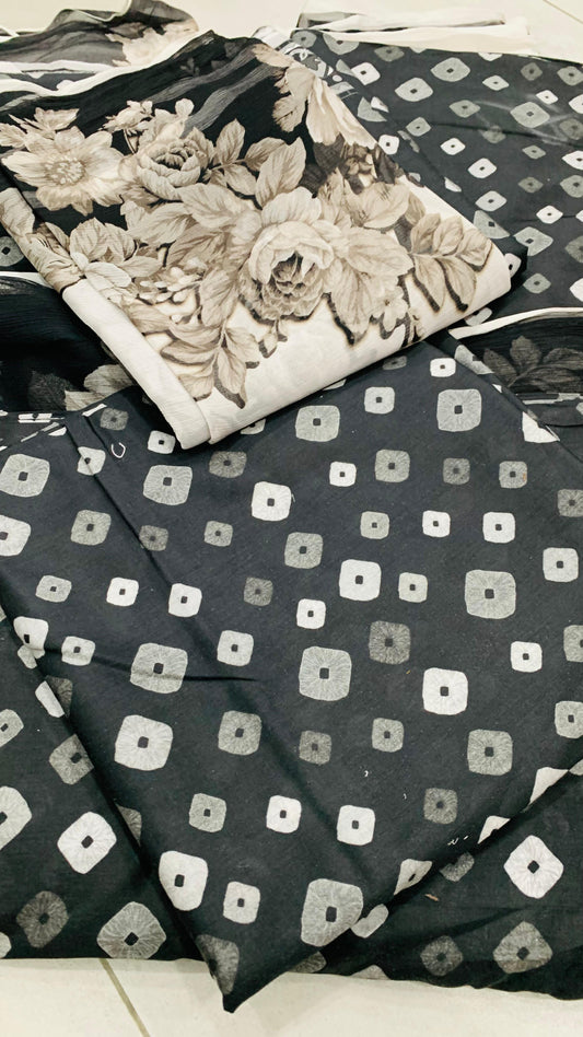 3 Piece Allover Digital Print Lawn
