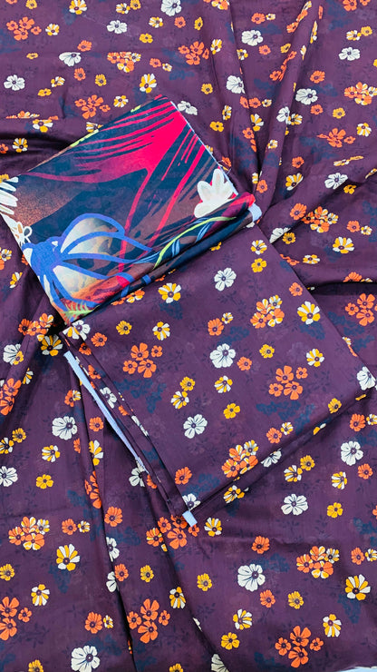 3 Piece Allover Digital Print Lawn