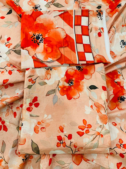 3 Piece Allover Digital Print Lawn