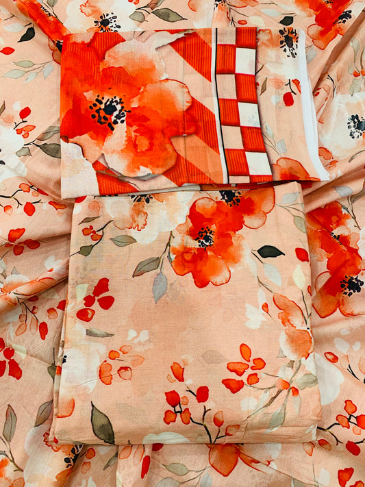 3 Piece Allover Digital Print Lawn