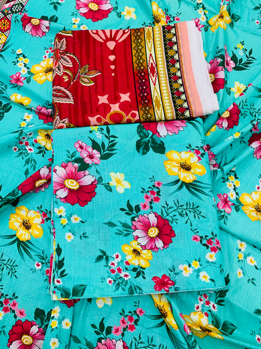 3 Piece Allover Digital Print Lawn
