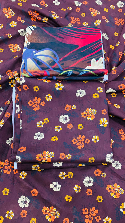 3 Piece Allover Digital Print Lawn