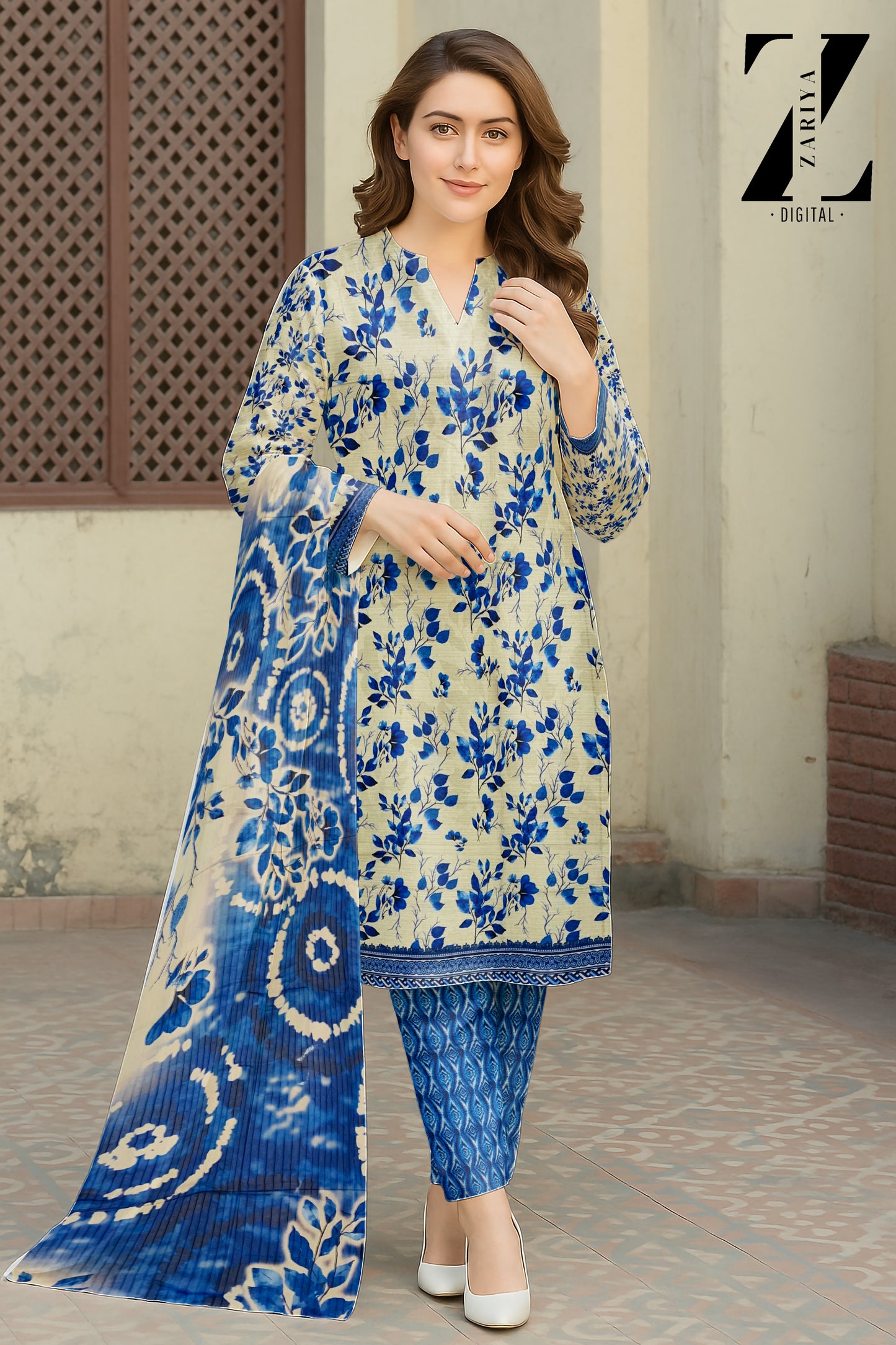 3 Piece Banadoria Lawn Digital Print