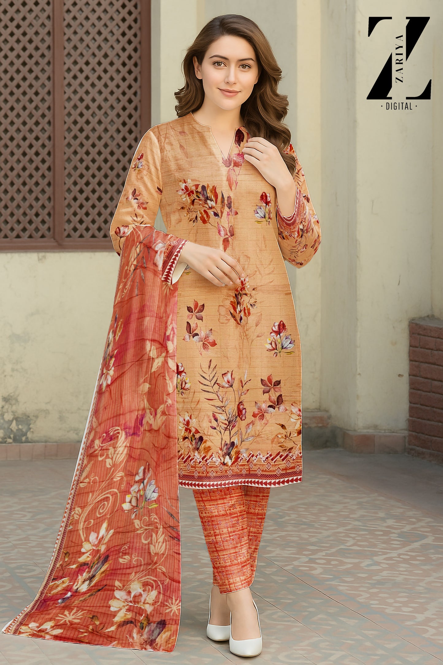 3 Piece Banadoria Lawn Digital Print