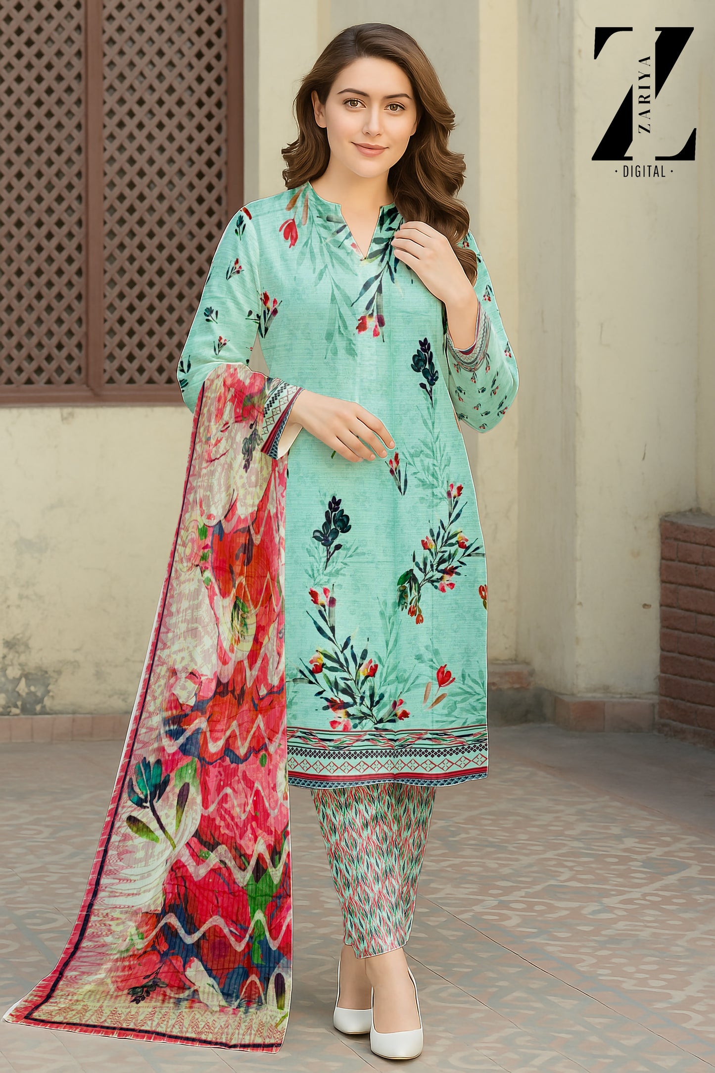 3 Piece Banadoria Lawn Digital Print